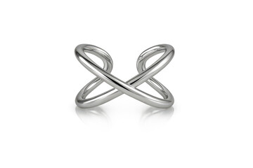 Naklejka premium Elegant silver knot ring isolated on transparent background, modern jewelry