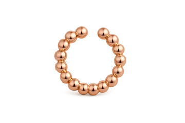Elegant rose gold beaded ring isolated on transparent background, jewelry