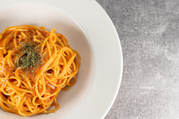 Delicious Rose Pasta Plating, Fork, tomato sauce