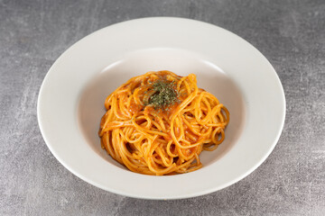 Delicious Rose Pasta Plating, Fork, tomato sauce