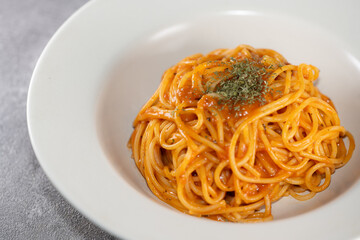 Delicious Rose Pasta Plating, Fork, tomato sauce