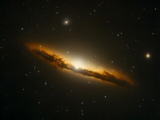 Obraz premium Stunning Golden Galaxy Space Nebula Cosmic Dust Stars