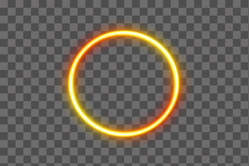 Gold Neon Glowing Circle Ring with Bright Luminous Light Border light effect