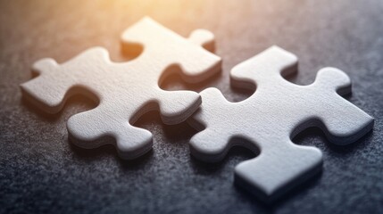 Obraz premium Connected Puzzle Pieces with Subtle Shadows and Diffuse Light in Minimal Background