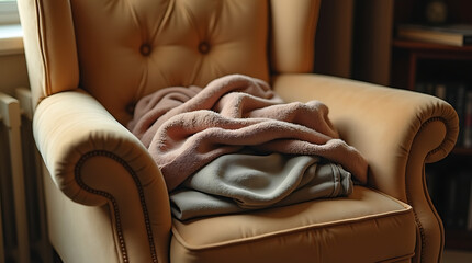 Pink and Gray Blanket on Chair