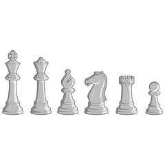 White Chess Pieces Vector Collection