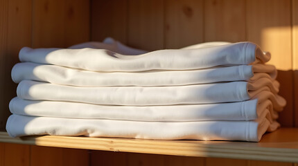 Organized Stacked White Laundry