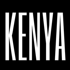 KENYA Vertical Typography Poster with Bold White Letters on Black Background for National Identity, Travel Promotion, and Commercial Branding Design