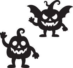 spooky silhouettes halloween monsters vector illustration .