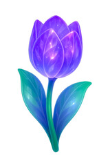 Fototapeta premium Magical Amethyst Tulip with Wide Violet Petals and Broad Base Leaves Cutout Transparent PNG