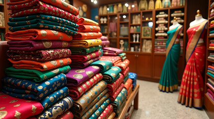Colorful Fabric Shop Display