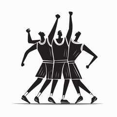 Winning Basketball Team Silhouette Vector Logo Illustration