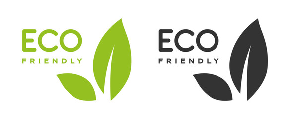 Ecology leaves with text green and dark grey label.