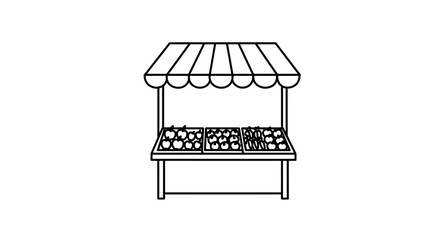 Market Stall Icon – Fresh Fruit Vegetable Shop Symbol