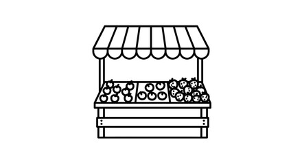 Market Stall Icon – Fresh Fruit Vegetable Shop Symbol