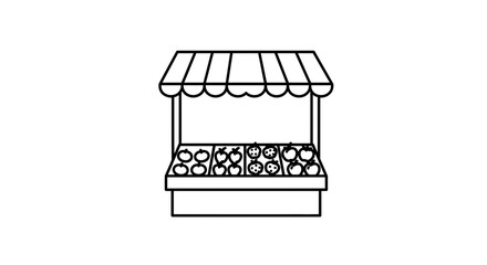 Market Stall Icon – Fresh Fruit Vegetable Shop Symbol