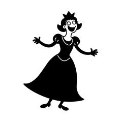 funny comedy face queen full body cartoon vector illustration