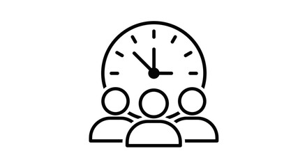 Teamwork Time Management Icon – Group Collaboration Clock Symbol