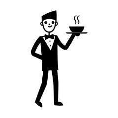 funny comedy face waiter full body cartoon vector art