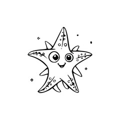 Whimsical Starfish Illustration: A cheerful starfish smiles invitingly, its unique form and playful expression captured in an artistic illustration that speaks to the heart.