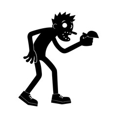 funny comedy face zombie full body cartoon character