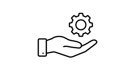 Hand Holding Gear Icon – Service Management Support Symbol