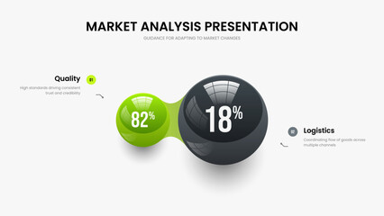 Corporate Overview Two Step Diagram Slide Design. Business Analysis 2 Option Graph Slideshow Layout. Creative Proposal Frame Template Vector Illustration.