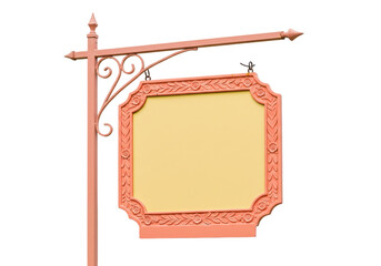 Isolated blank sign with decorative border, ideal for shop sign mockup with custom text
