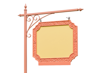 Isolated blank sign with decorative border, ideal for shop sign mockup with custom text