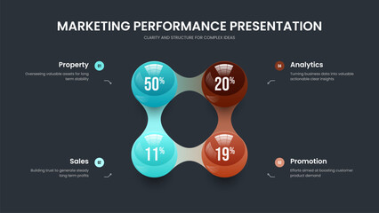 Digital Introduction 4 Step Diagram Slideshow Template. Minimal Profile Four Element Chart Frame Design. Visual Planning Presentation Layout Vector Illustration.