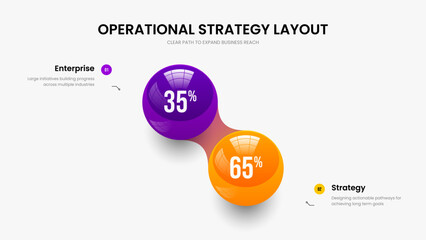 Company Growth Two Option Graph Frame Design. Elegant Strategy 2 Element Infographic Slide Layout. Colorful Report Slideshow Template Vector Illustration.