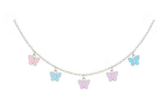 Colorful butterfly charms necklace isolated on transparent background, elegant accessory - Powered by Adobe