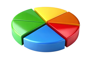 Obraz premium Colorful segmented pie chart or circular graph made of plastic pieces isolated on transparent background