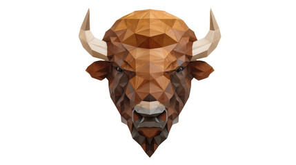 Polygonal 3D Bison Head Abstract Geometric Art on White Background