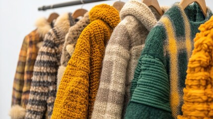 Various Colorful Knitwear Hanging on a Clothing Rack