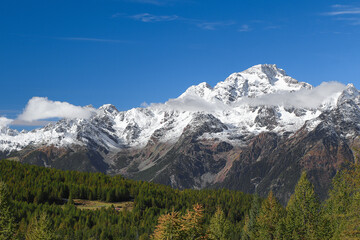 Disgrazia peak in the Valmalenco, autumn landscape