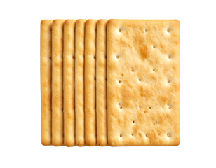  Stack of Saltine Crackers with Golden Edges, Isolated on Transparent Background