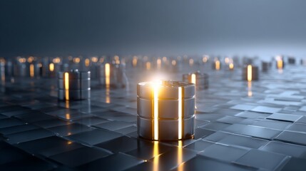 A futuristic data center with illuminated nodes showcases advanced technology infrastructure,