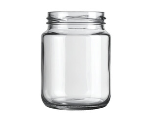 Clear Glass Jar with Wide Mouth and Smooth Surface, Isolated on Transparent Background