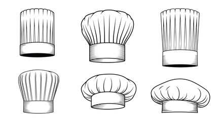 Illustrations of chef hats in various styles and heights.