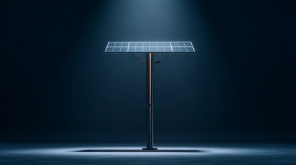 An isolated solar panel mounted on a metal stand showcases modern renewable energy technology against a dark background 