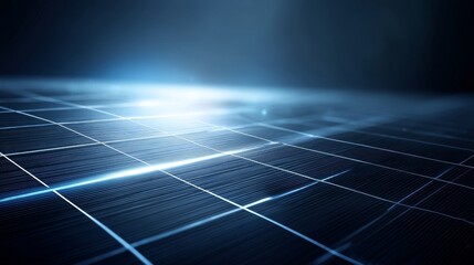 Abstract digital grid with dark blue lines creating squares against a deep bluish-black backdrop,