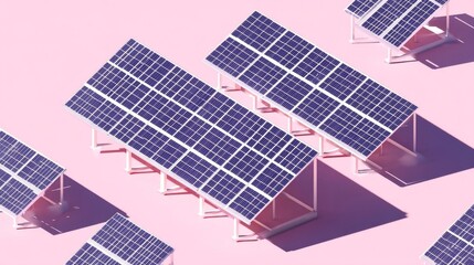 An array of solar panels installed outdoors under clear skies,