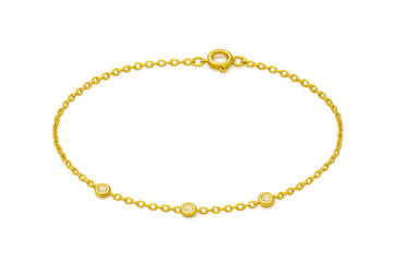 Fototapeta premium Elegant gold chain bracelet with diamonds isolated on transparent background
