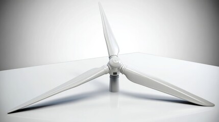 A sleek modern wind turbine blade model isolated on a neutral gray background showcases clean lines and precise angles r