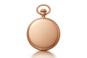 Elegant golden pocket watch isolated on transparent background for design use