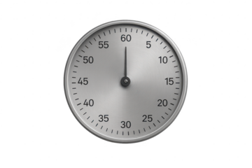 Silver kitchen timer isolated on transparent background, stopwatch, mockup