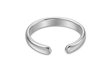 Elegant silver toe ring isolated on transparent background, minimalist style