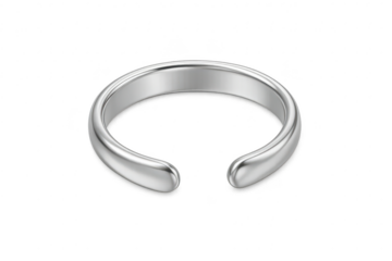 Elegant silver toe ring isolated on transparent background, minimalist style