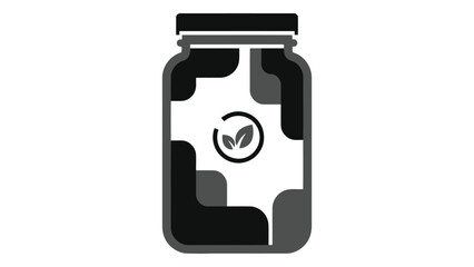 Jar with a health symbol isolated on white background featuring organic supplement, vitamins, nutrition, wellness care, protein powder, herb, and vitality concept.